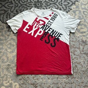 Express Men’s NYC 5th Avenue Short Sleeve Tee Red White Large